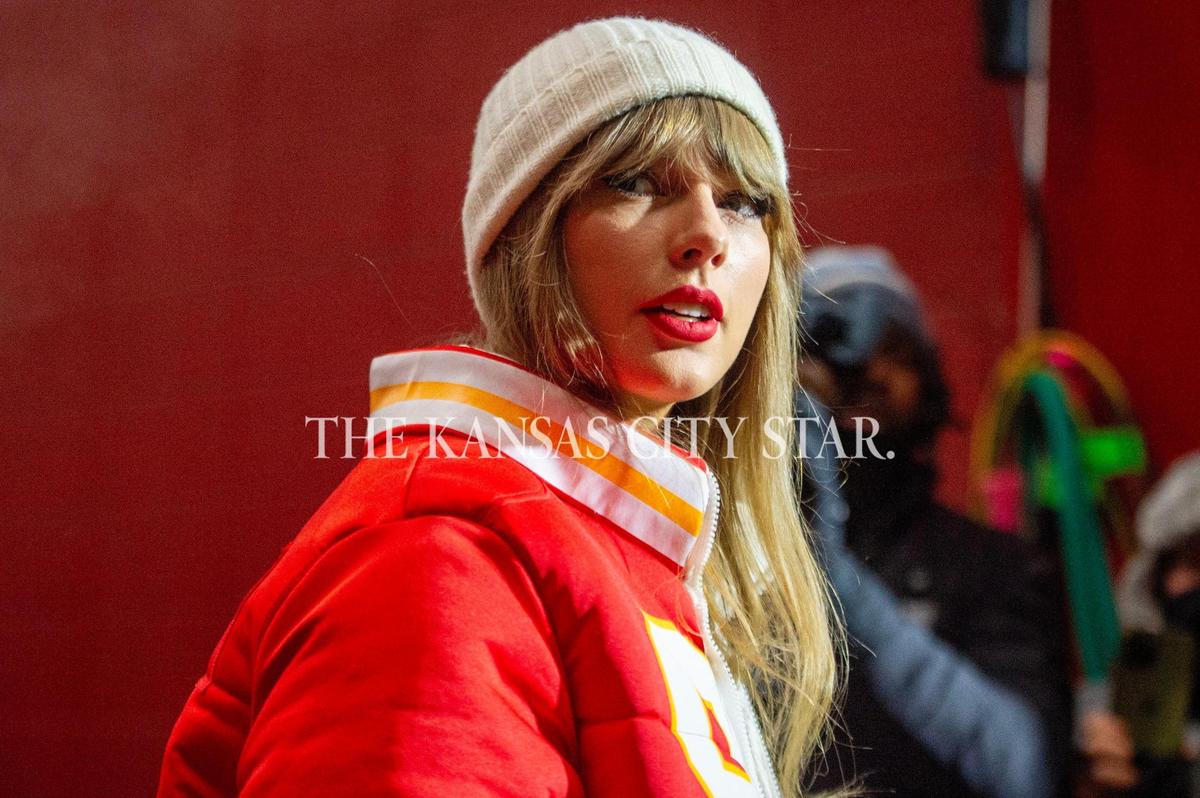 Pop star Taylor Swift arrives at Arrowhead Stadium before an AFC Wild Card game between the Kansas City Chiefs and the Miami Dolphins on Saturday, Jan. 13, 2024, in Kansas City.