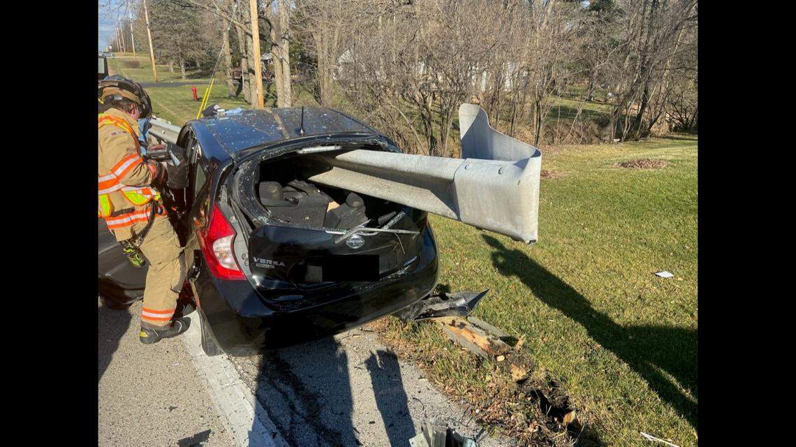 The driver suffered minor injuries, police said.