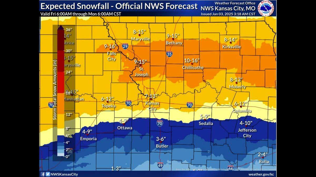 A big winter storm could bring ice and near-record snowfall to Kansas City, according to an updated forecast from National Weather Service. Here’s the lastest forecast.