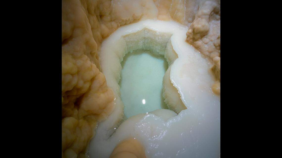 This cave pool, found in the Lechuguilla Cave of New Mexico, appears to be completely pristine. It was discovered in October at Carlsbad Caverns National Park.