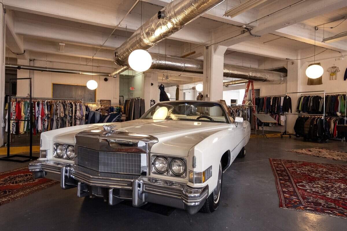 The vintage Cadillac once owned by Lonnie R. Rex, the grandfather of Rex owners and brothers Reade Rex and Thomas Rex, is seen displayed on the second floor of the store on Wednesday, July 15, 2026, in Kansas City.