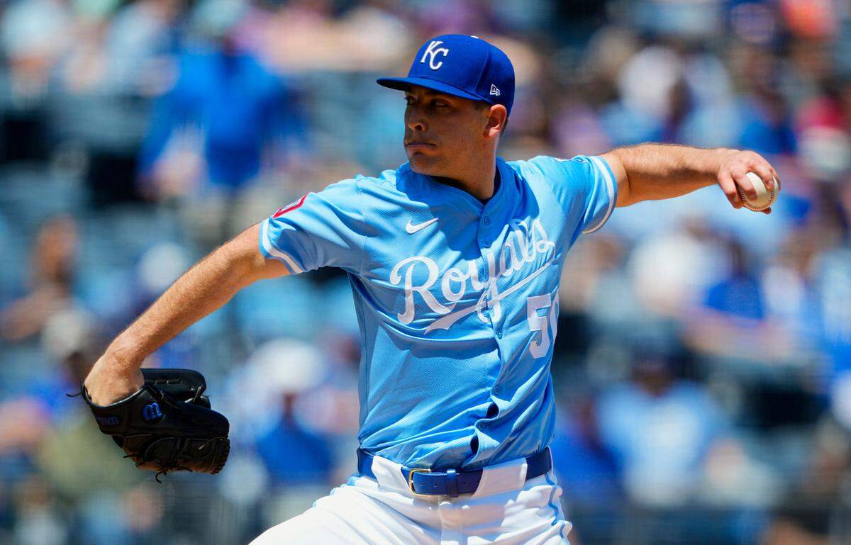 Royals starting left-hander Kris Bubic pitches against the Chicago White Sox on Thursday, May 8, 2025 at Kauffman Stadium in Kansas City.