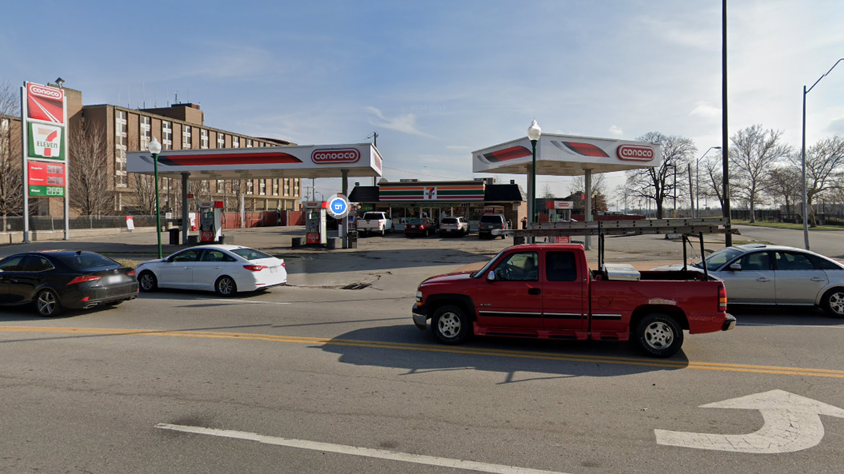 A convenience clerk was seriously injured Monday afternoon after a car crashed through a 7-Eleven storefront, according to Kansas City police.