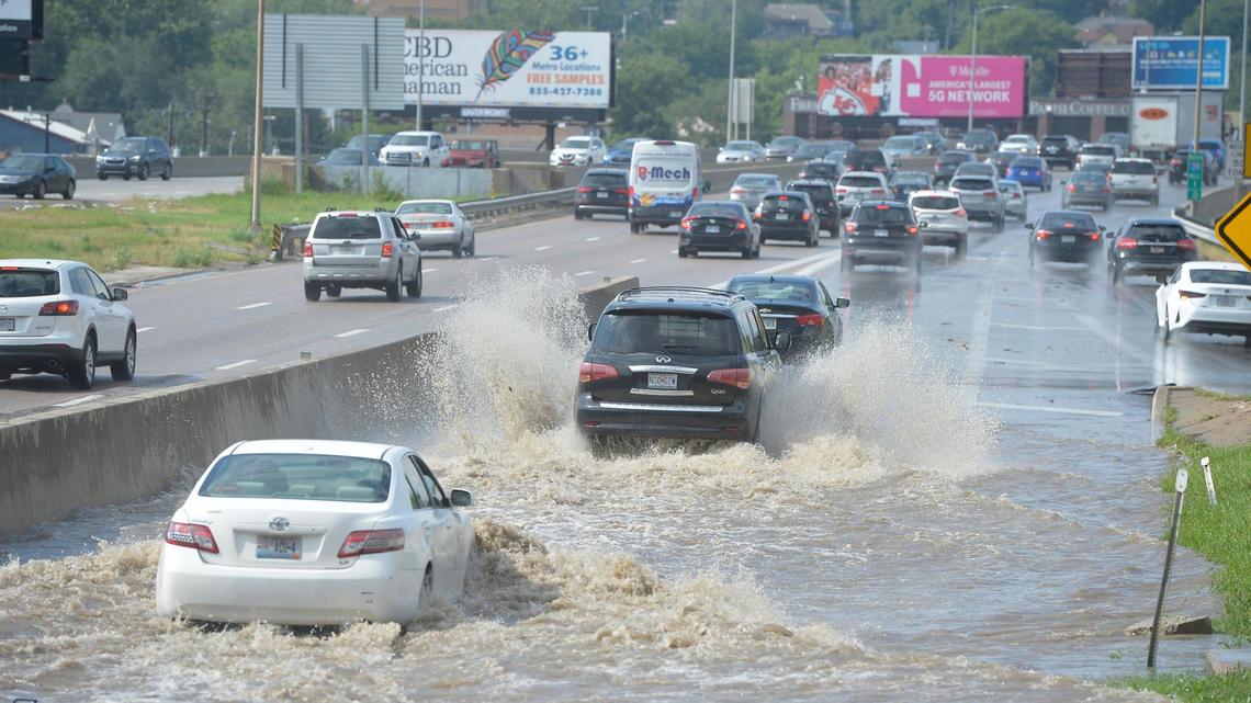 Flooding on Interstates 35 and 70 near downtown Kansas City. Officials say avoid area