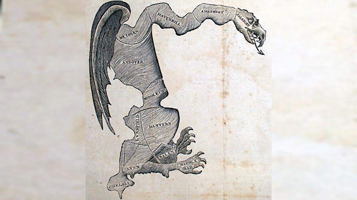 The term “gerrymander” came from this March 26, 1812, Boston Gazette political cartoon, which depicted electoral maps that artist Elkanah Tisdale likened to a salamander, and were approved by Gov. Elbridge Gerry.