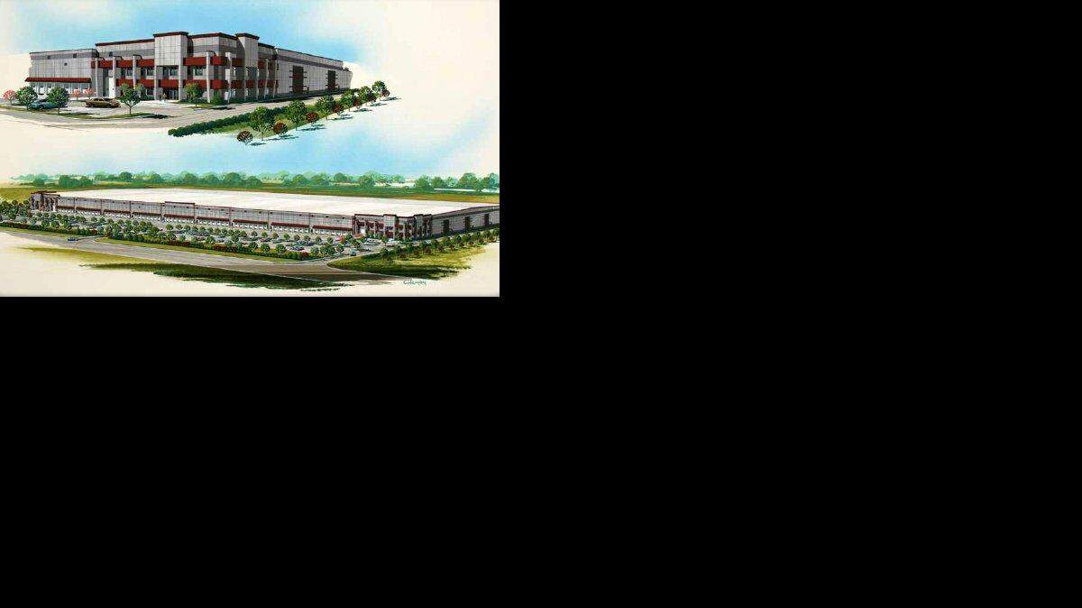 This file image is an architect's rendering of the I-35 Logistics Park in Olathe. Daniel Jensen, the director of development for Kessinger/Hunter & Co., which is developing the business park at 155th Street and Old 56 Highway, says reducing the size of tax abatements such as the one for his project “would be a huge misstep for the city.”