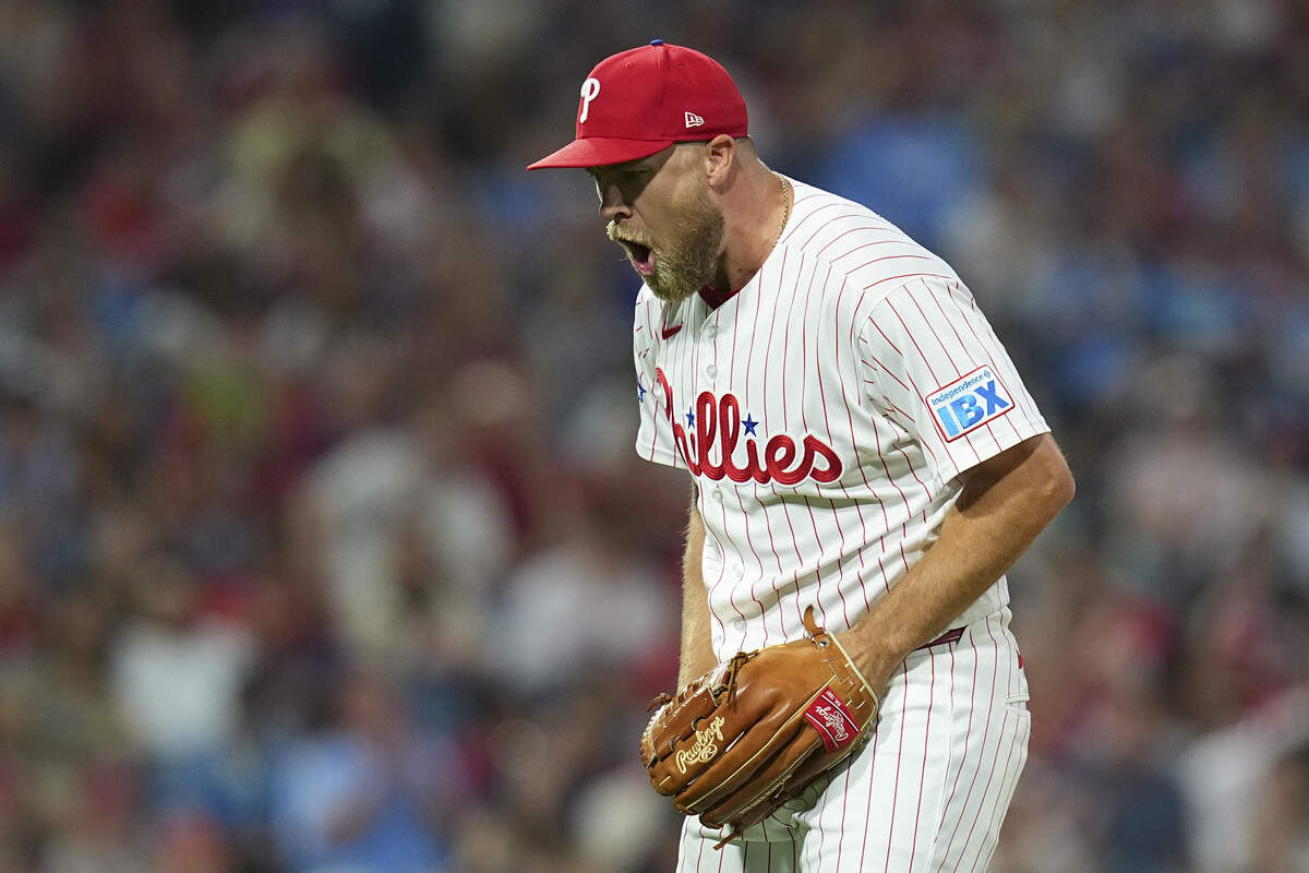 Philadelphia Phillies reliever Jonathan Bowlan reacts in the eighth inning against the Miami Marlins at Citizens Bank Park on June 15, 2026 in Philadelphia, Pennsylvania. The Phillies defeated the Marlins 7-0.