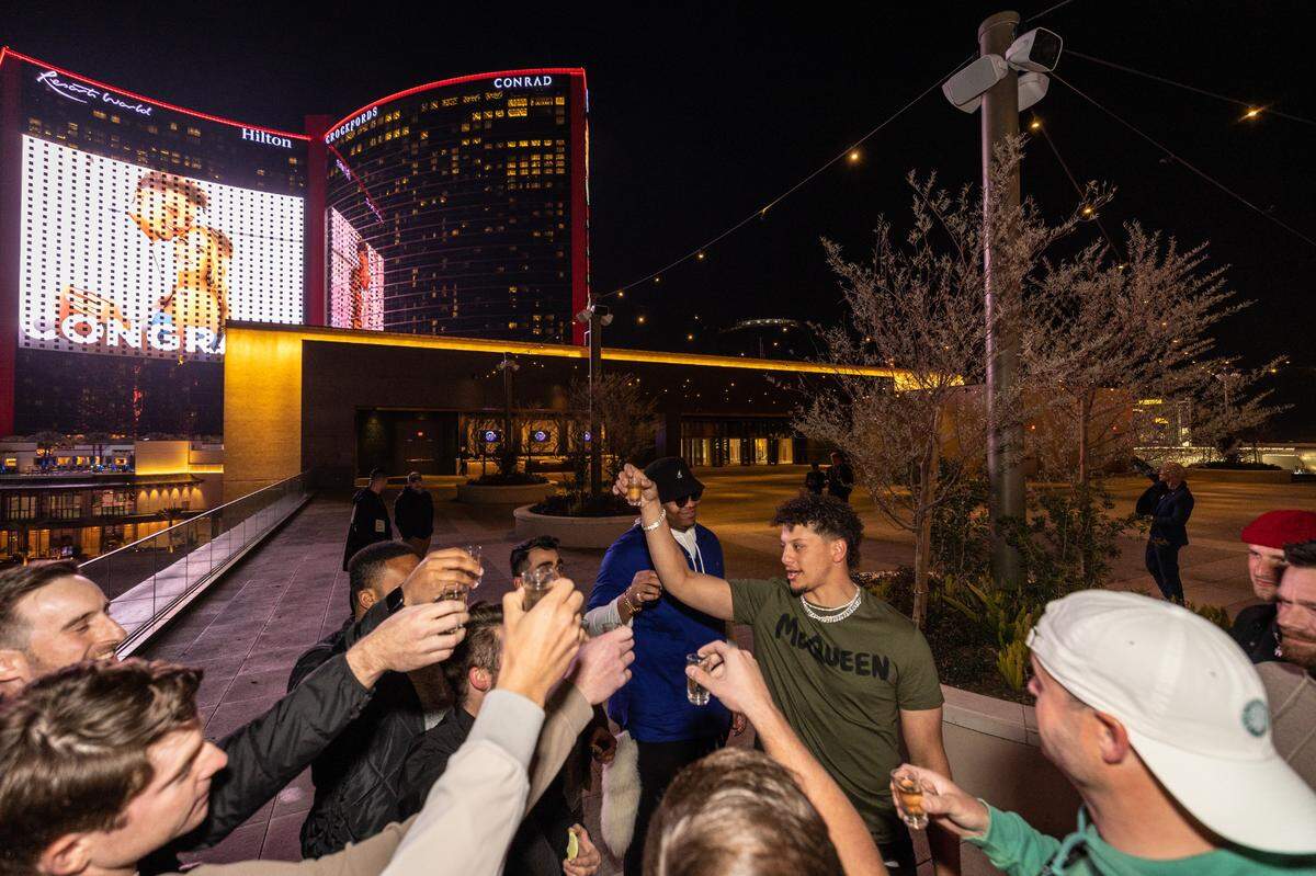 A toast at Patrick Mahomes’ bachelor party.