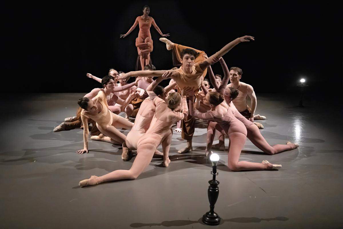 Dancers perform in “Spark,” during the dress rehearsal for the Kansas City Ballet's production “New Moves,” at the Frost Studio Theater at the Bolender Center on Wednesday, Jan. 27, 2026, in Kansas City.