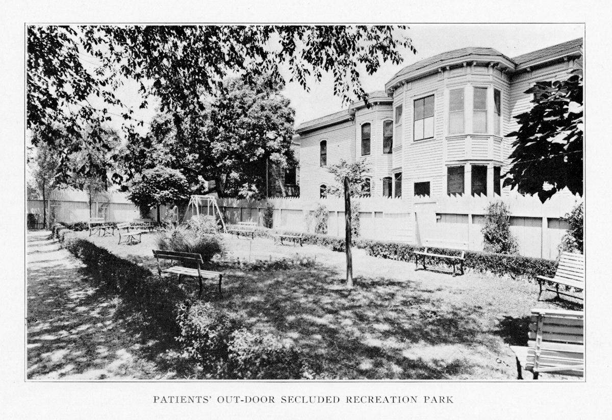 Willows secluded park, from A Ten Years’ Survey of Seclusion Maternity Service. 1937.