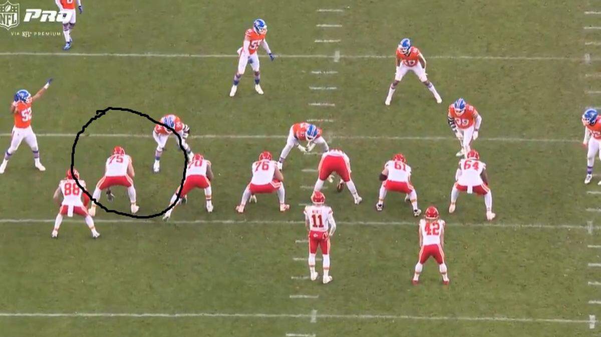 Right tackle Ethan Driskell ran a pass route Sunday in Chiefs’ game against the Broncos.