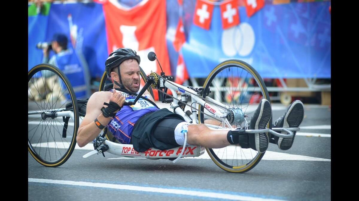 Lawrence native Jerod Nieder is still able to compete in marathons on a pedal bike, including the New York City marathon, despite his paralysis. He also teaches an online fitness class for the University of Utah.