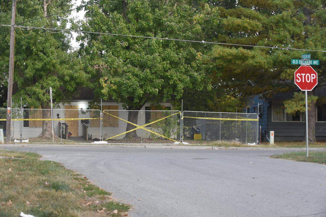 The Excelsior Springs home of Timothy M. Haslett Jr., charged in Clay County Circuit Court with kidnapping and rape, in the 300 block of Old Orchard Avenue, was boarded up and fenced off Monday following the days-long execution of a search warrant.