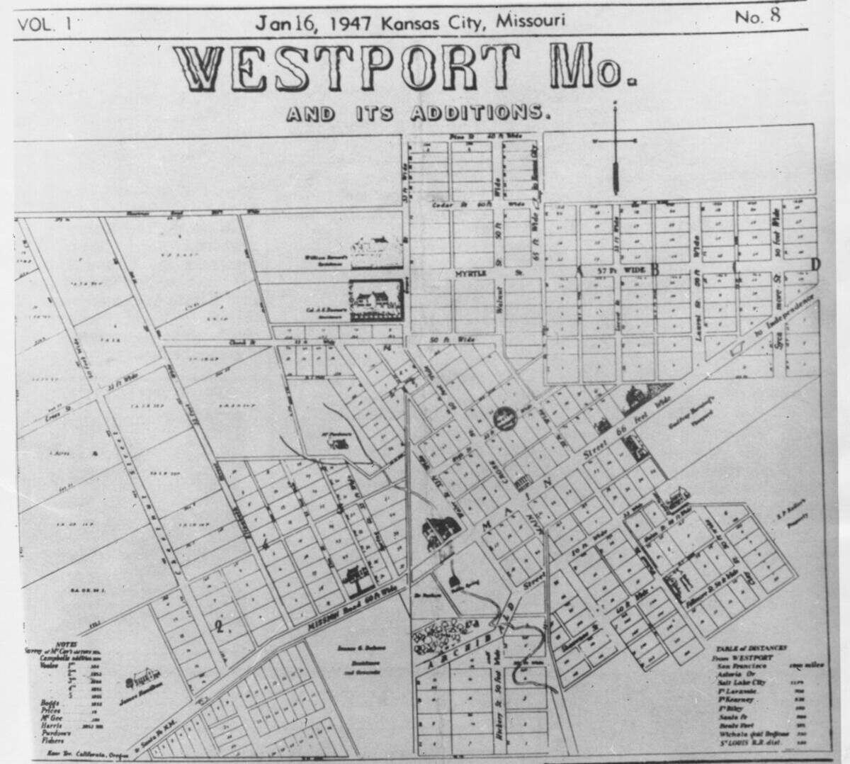 This map of Westport in 1855 appeared in an unknown publication in 1947.