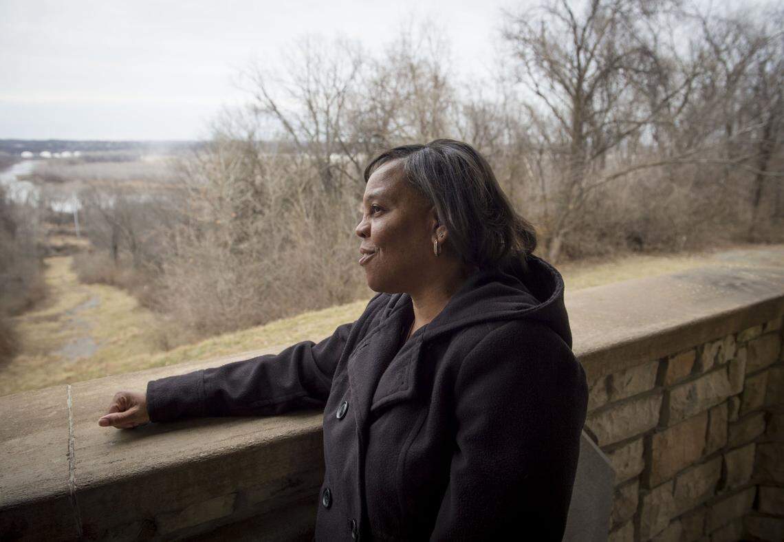 Stacy Evans, pastor at the Allen Chapel AME Church, talked about her vision for the historic Quindaro area while standing at the scenic outlook during a tour of the Quindaro Ruins on Tuesday, January 31, 2017, in Kansas City, Kansas.
