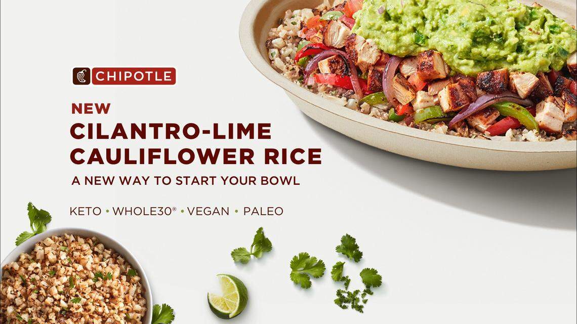 Chipotle is adding Cilantro-Lime Cauliflower Rice to its menu for a limited time.