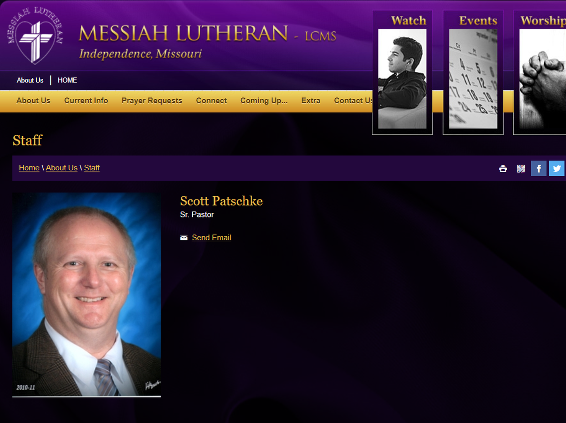 The website of Messiah Lutheran Church in Independence listed Scott A. Patschke as a senior pastor. Church leaders say Patschke left in August, shortly before being charged in Wisconsin with child enticement.