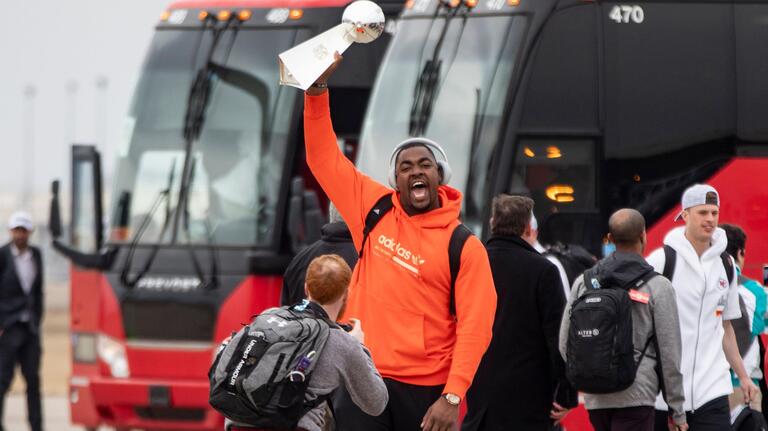 Trophy in hand, Super Bowl champion Chiefs return to Kansas City