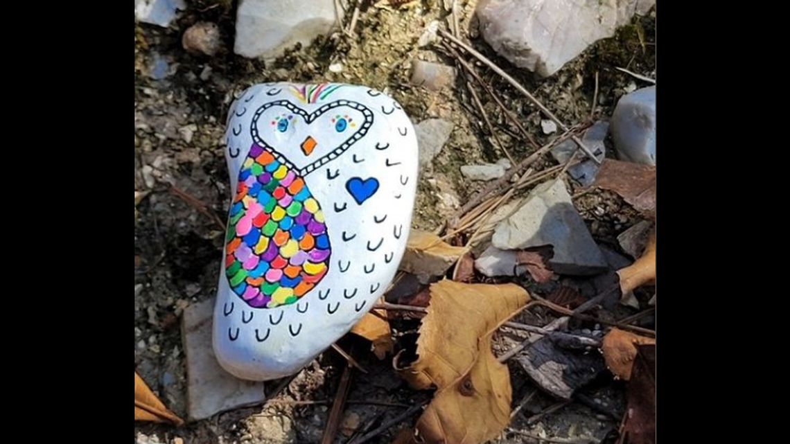 Visitors recently left this and other painted rocks at Hot Springs National Park in Arkansas, park officials say.
