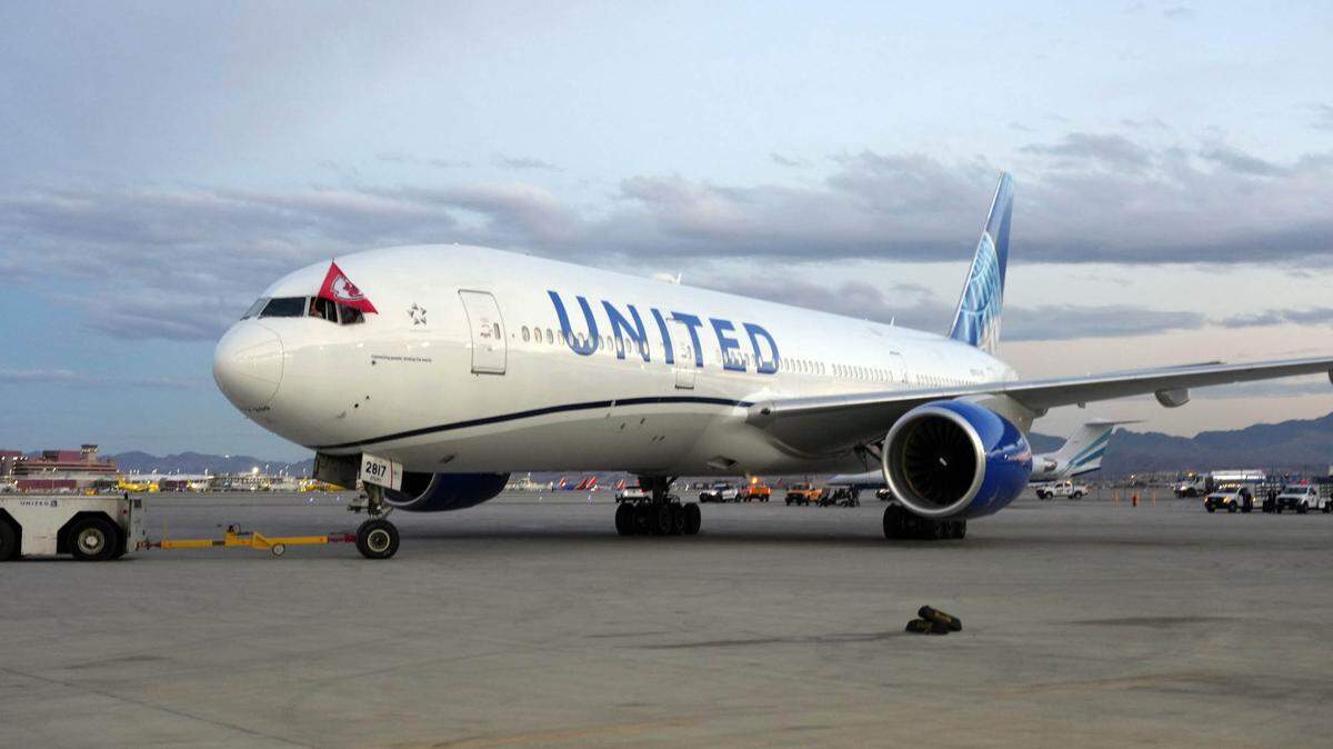 This file photo shows the chartered United Airlines airplane that the Kansas City Chiefs took from KCI to Las Vegas for the most recent Super Bowl in February 2024.