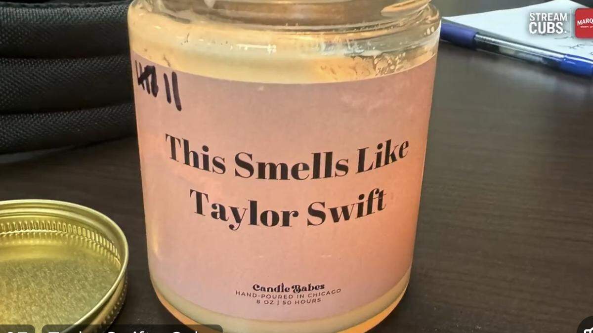 Chicago Cubs manager Craig Counsell credits the team’s recent winning streak to lighting a Taylor Swift candle before games. Hashmarks on the candle show how many times it’s been lit.
