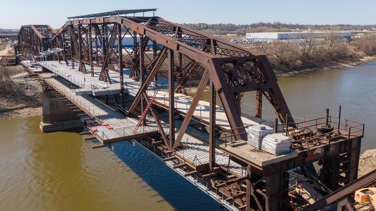 Platforms have been added to the Rock Island Bridge as of March 20, which is being turned into an entertainment district above the Kansas River.