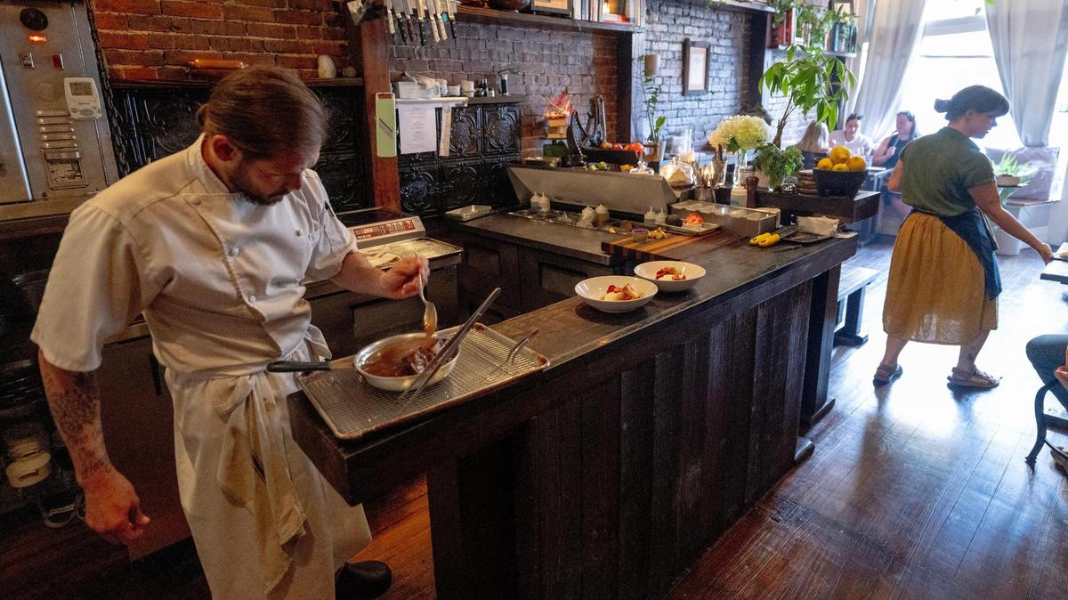 Chef Nick Martinkovich and his wife, Andrea, opened their super-small restaurant Noah’s Cupboard in 2018 in downtown Weston, Missouri.