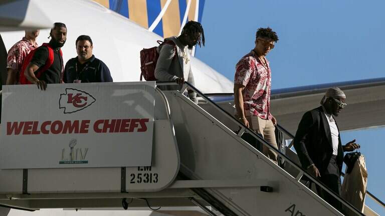 Watch Chiefs depart KCI for Super Bowl. They landed safely about 3:30 p.m. CT Sunday
