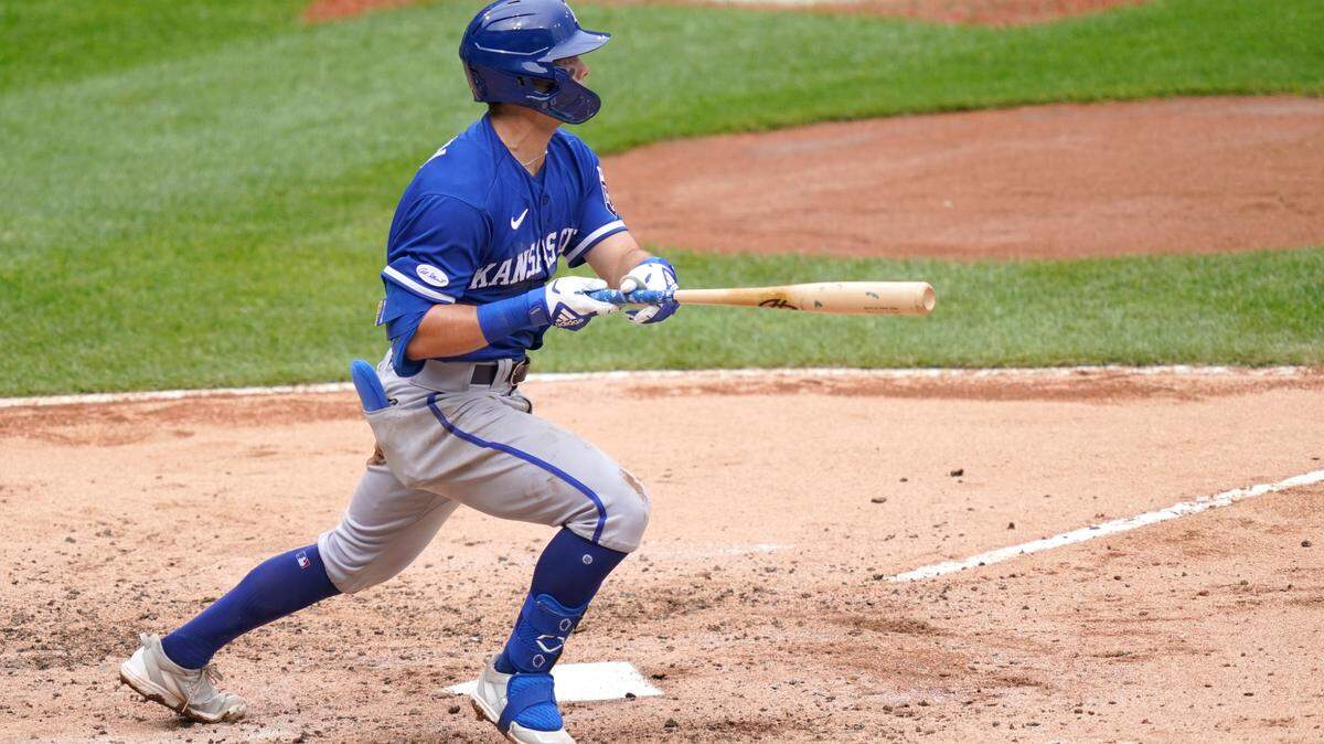 Kansas City Royals’ Mike Massey watches his hit off Chicago White Sox starting pitcher Lance Lynn during the fifth inning of a baseball game Wednesday, Aug. 3, 2022, in Chicago. (AP Photo/Charles Rex Arbogast)