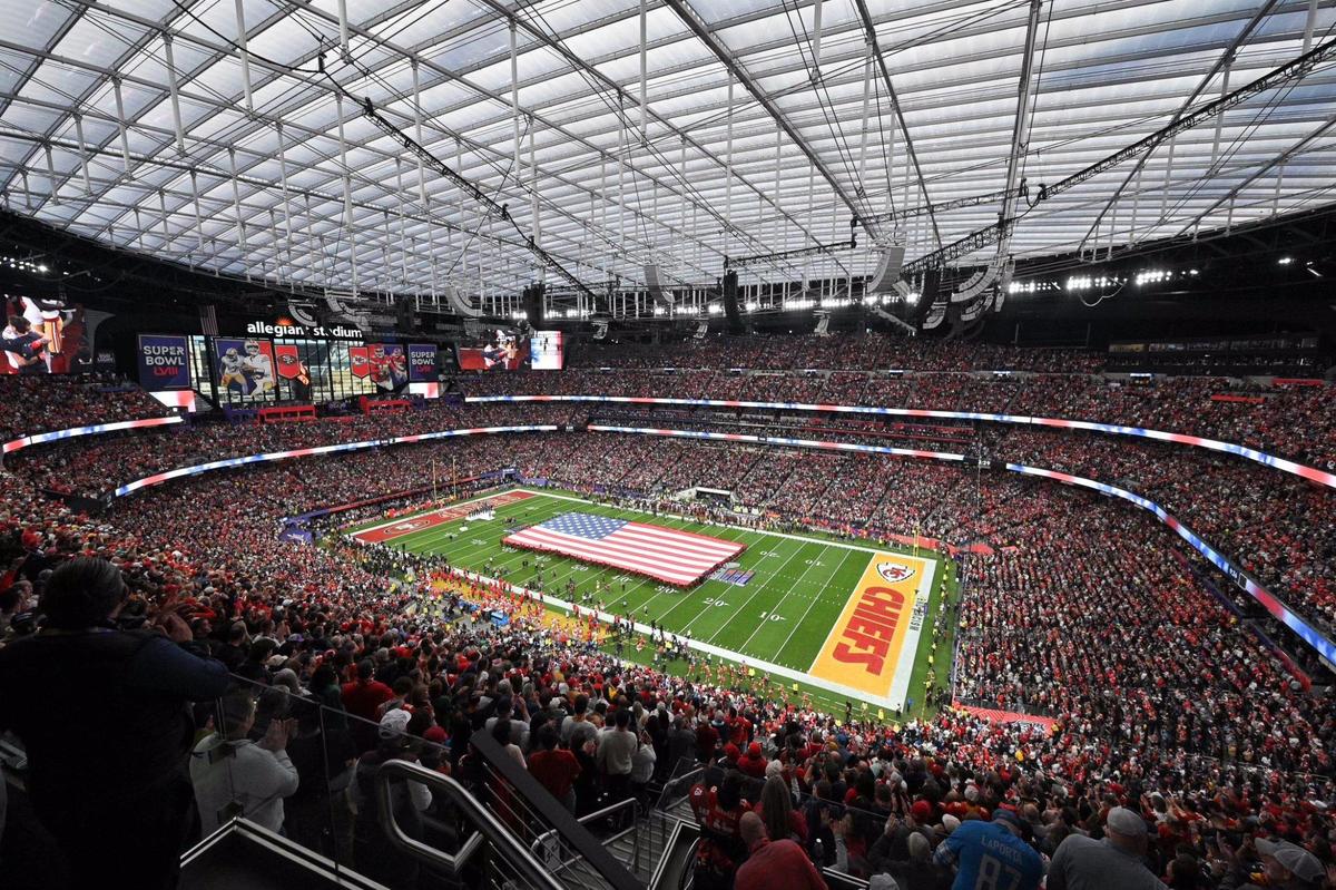 Fans fill Allegiant Stadium for Super Bowl LVIII on Feb. 11, 2024, in Las Vegas.