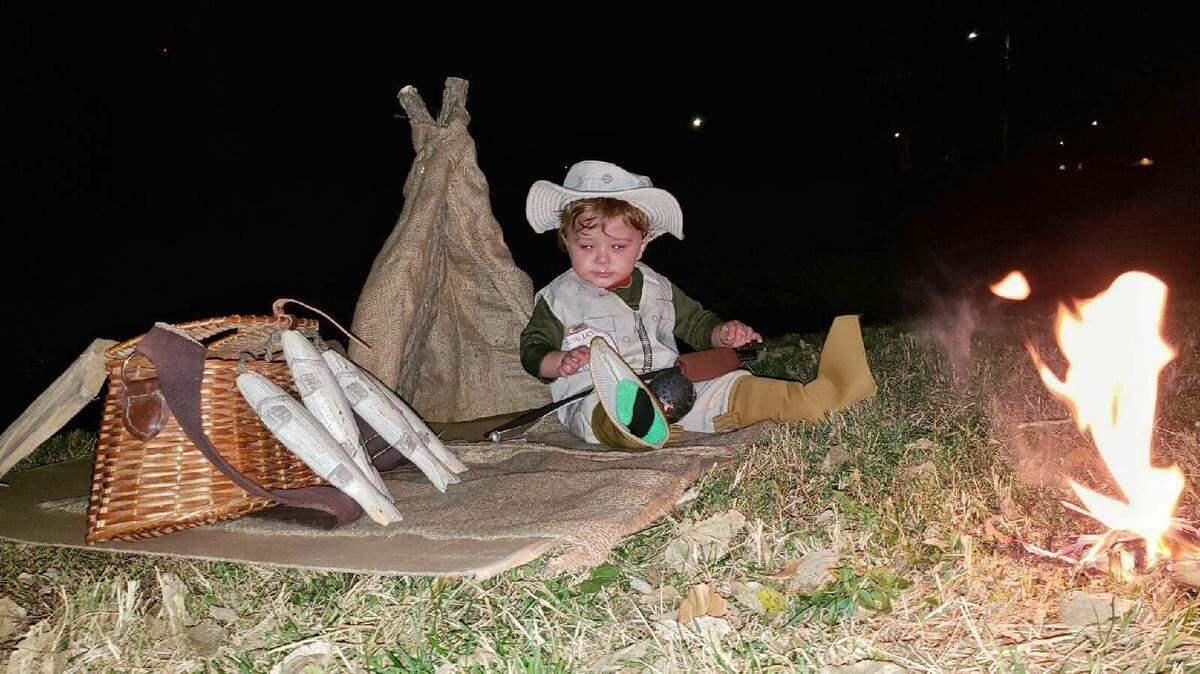 Braxtin, a little guy from Ottawa, Kan., was excited to dress up for Halloween as a fisherman to be like his dad, Tyler Erwin.