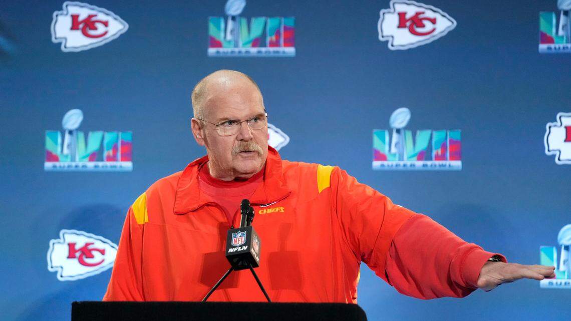 Kansas City Chiefs head coach Andy Reid answers a question during an NFL football Super Bowl media availability in Scottsdale, Ariz., Wednesday, Feb. 8, 2023. The Chiefs will play against the Philadelphia Eagles in Super Bowl 57 on Sunday. (AP Photo/Ross D. Franklin)