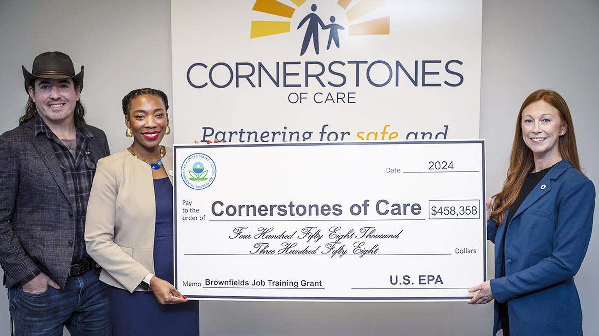 From left: Build Trybe Director Theo Bunch, Cornerstones of Care President and CEO Merideth Rose and EPA Region 7 Administrator Meg McCollister