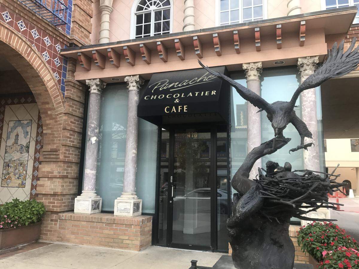 The former Panache retail shop and patio could be turned into an office space or entryway to offices on the second floor.