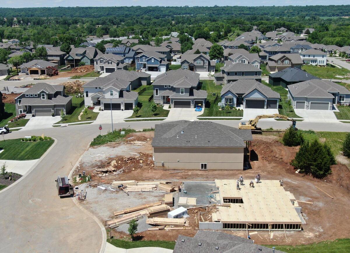 With the opening of the Panasonic EV battery plant, De Soto, Kansas, is seeing a boom in the construction of housing. A home was under constuction in the third phase of the Arbor Ridge subdivision on Thursday, May 21, 2025.