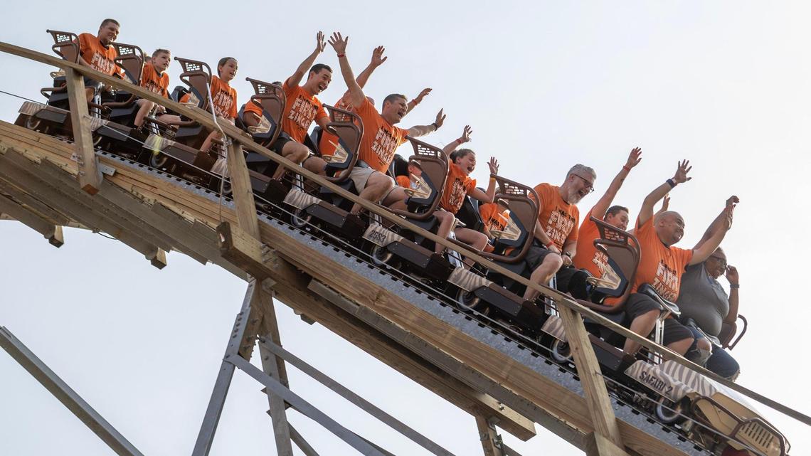 Staff at Worlds of Fun are being cut as part of a broader group of layoffs by Six Flags, the amusement park’s parent company, a spokeswoman for the corporation said. Pictured here is the Zambezi Zinger roller coaster at the amusement park.