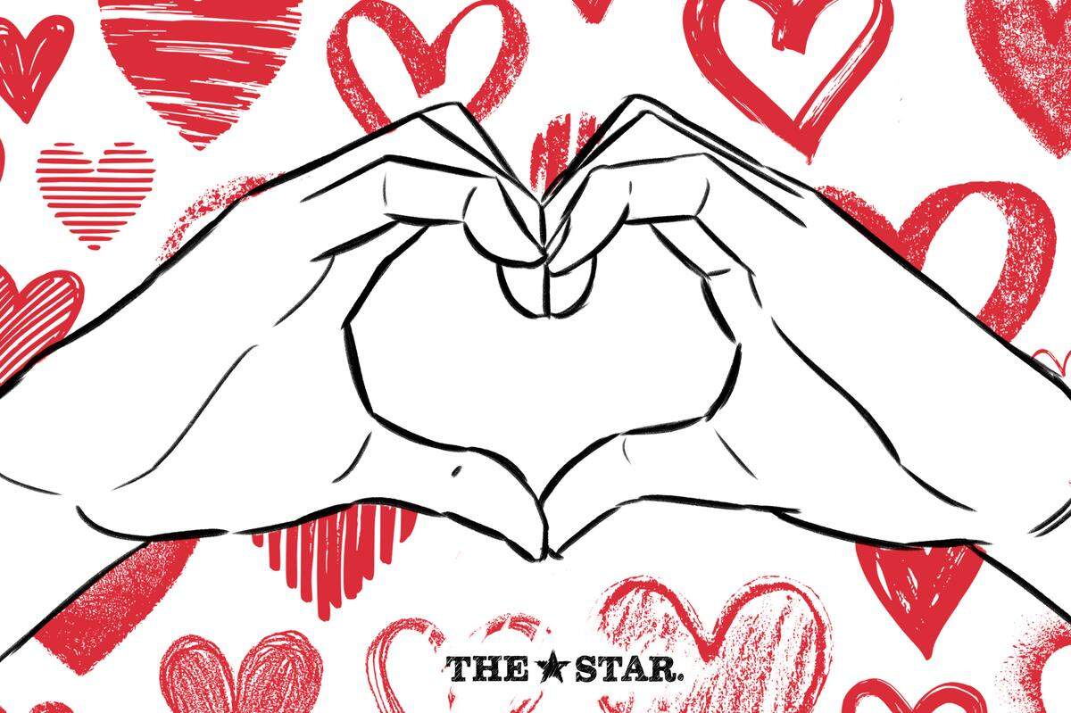 A hand heart illustration valentine.
