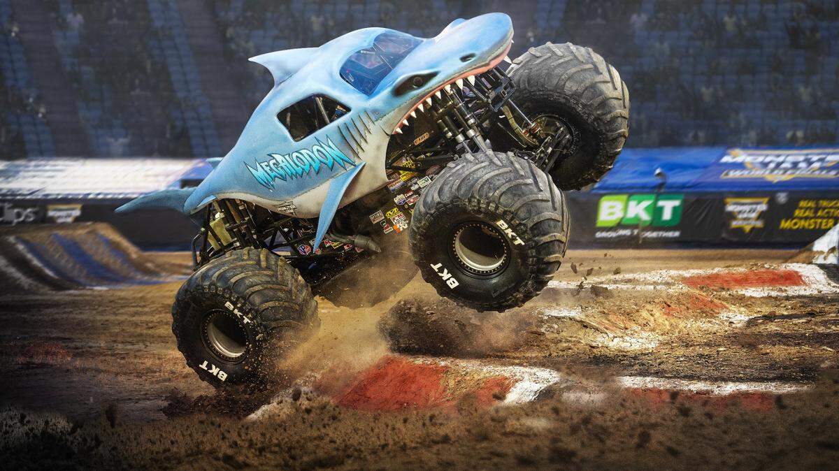 The shark-themed Megalodon is scheduled to be among the trucks during Monster Jam on May 20 at Arrowhead.
