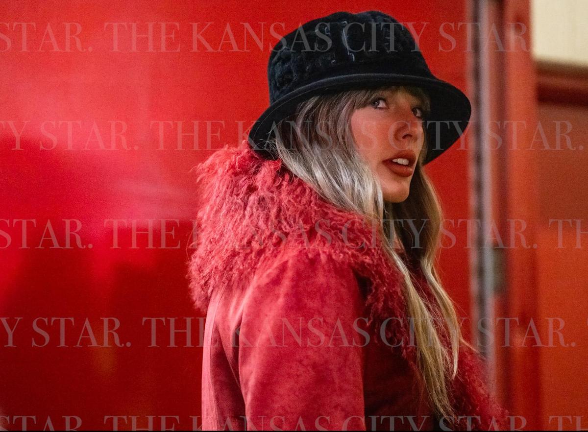 Pop superstar Taylor Swift arrives to watch the Kansas City Chiefs and the Houston Texans at GEHA Field at Arrowhead Stadium on Saturday, Dec. 21, 2024.