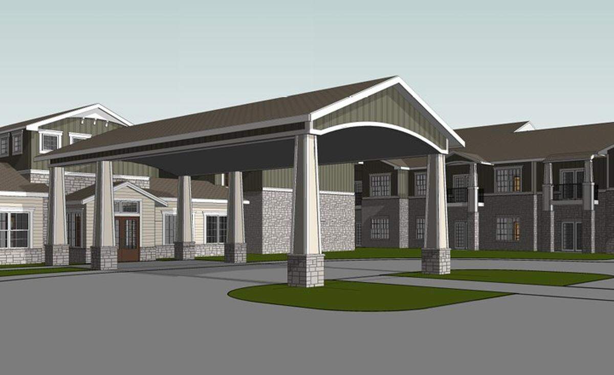 A rendering showing a potential view of a new senior living facility that O’Reilly Development Company is planning on a 12-acre site near the Interstate 470-Bowlin Road interchange.