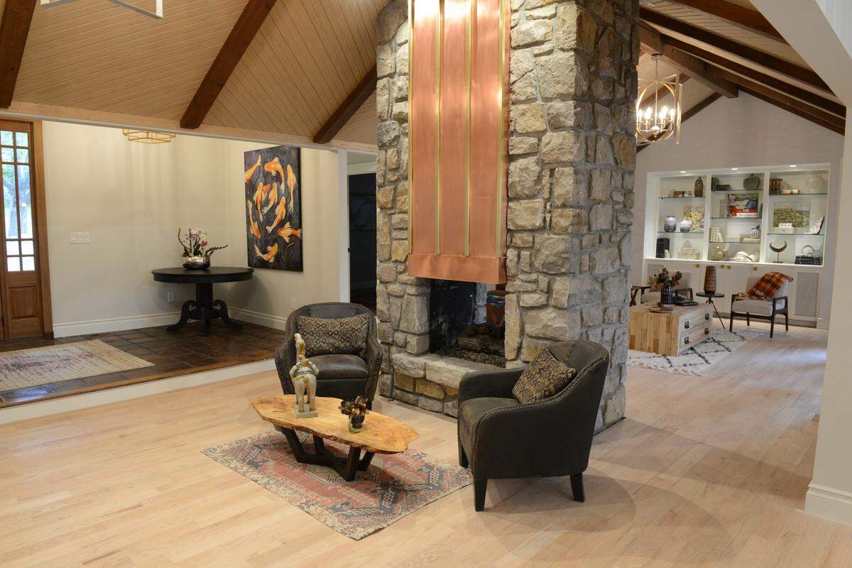 The foyer of a house renovated by Tamara Day for DIY Network's "Bargain Mansions."