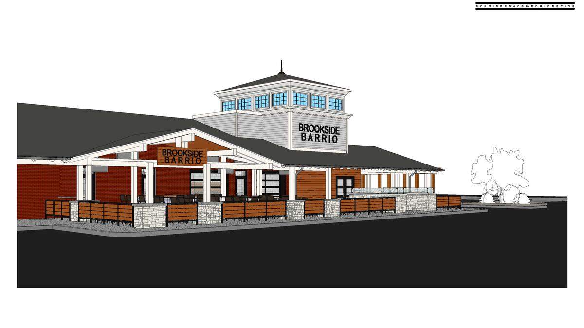 A rendering of the exterior of the new Brookside Barrio in Red Bridge.