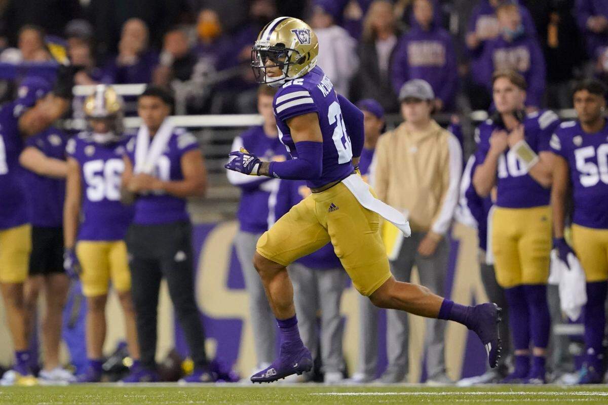 Former Washington Huskies cornerback Trent McDuffie, selected by the Kansas City Chiefs in the NFL Draft Thursday night, was first-team All-Pac-12 this past season.