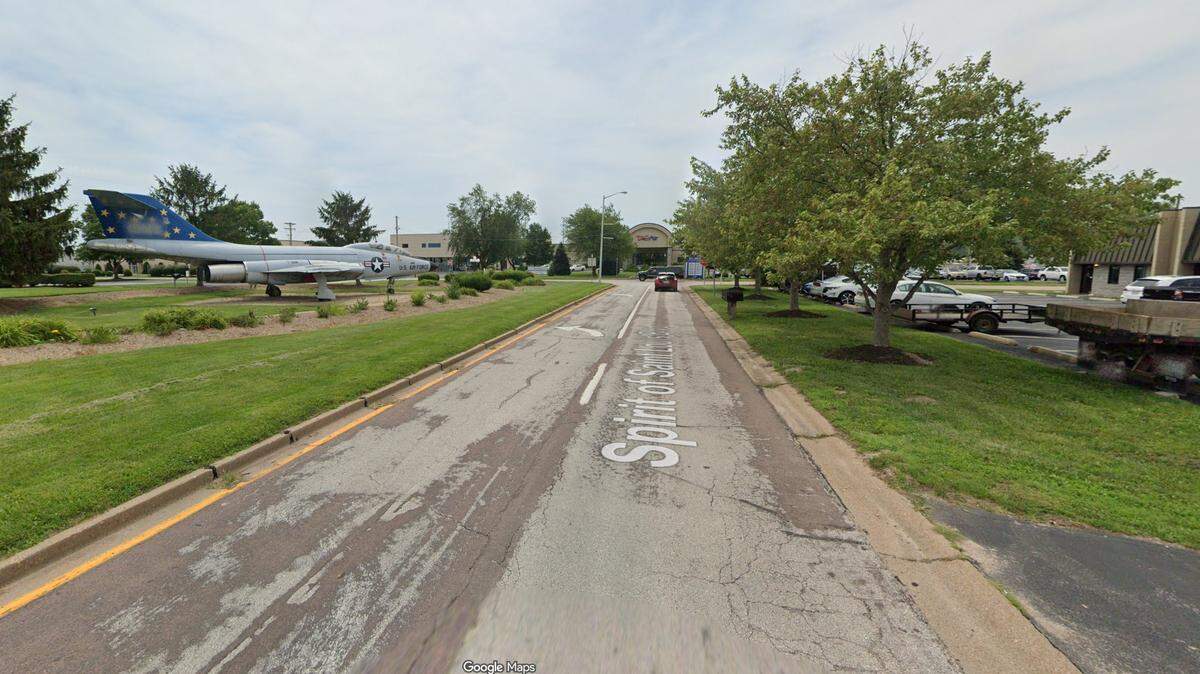 An airplane bound for the Kansas City area crashed early Tuesday, killing the pilot as the plane attempted to return to the Spirit of St. Louis Airport in Chesterfield, Missouri. Authorities identified the pilot as Edward Ruhbeck, 65, of St. Louis. This Google Maps Street View image of the area is from 2021.