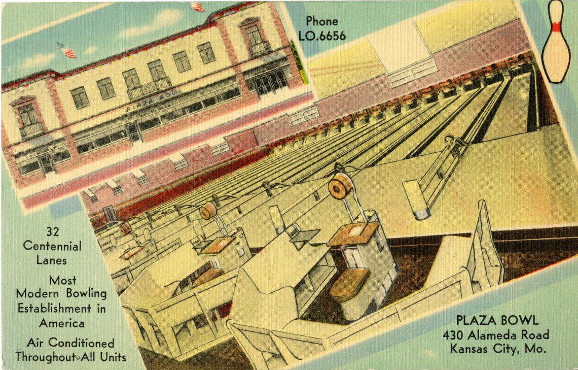 Plaza Bowl postcard, ca. 1940s. From Mrs. Sam Ray Postcard Collection.