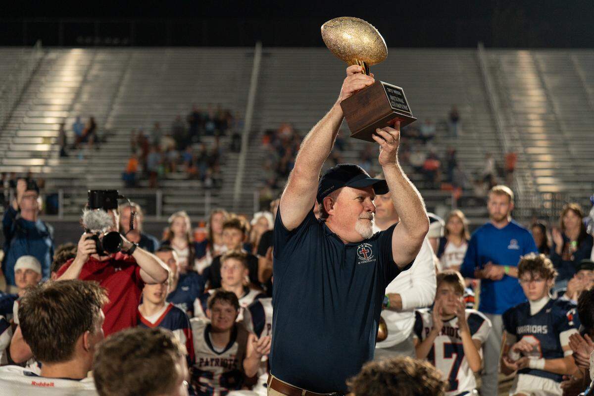 Lenexa’s Christ Prep Patriots football team won the 2025 NHFA national championship, completing the first unbeaten season in program history.