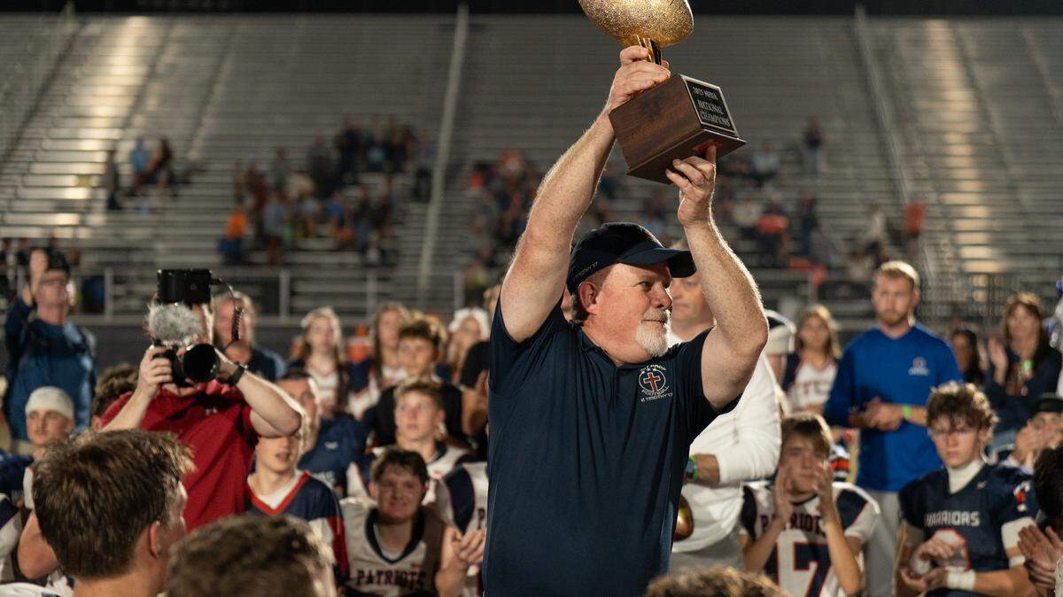 Lenexa’s Christ Prep Patriots football team won the 2025 NHFA national championship, completing the first unbeaten season in program history.