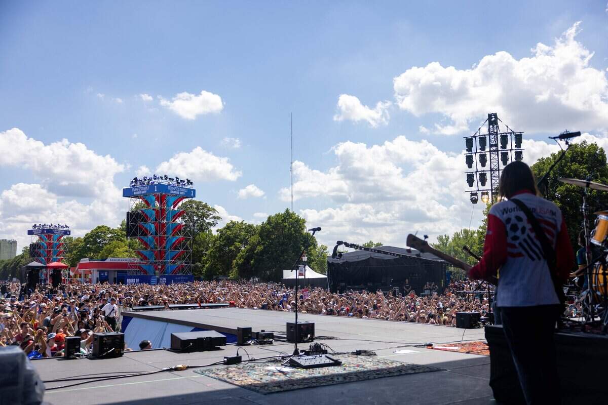 A large crowd gathers to watch the All American Rejects FIFA Fan Fest concert at Fan Fest on Saturday, July 11, 2026.