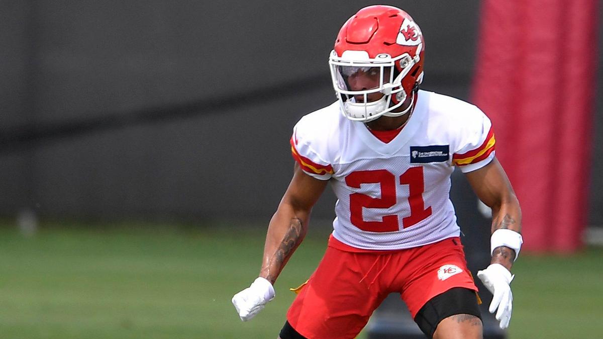 Cornerback Mike Hughes goes through drills during the Kansas City Chiefs OTAs Thursday at the team’s practice facility in Kansas City.