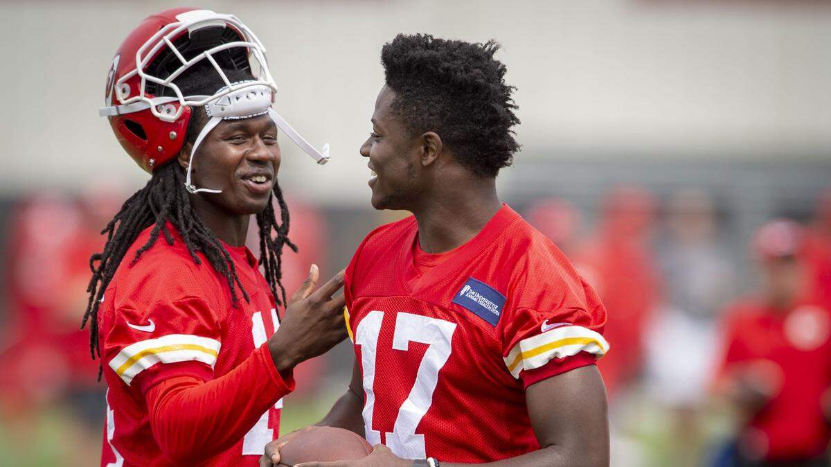 Wide receiver Sammy Watkins (left) was sporting dreadlocks back at OTAs in June.